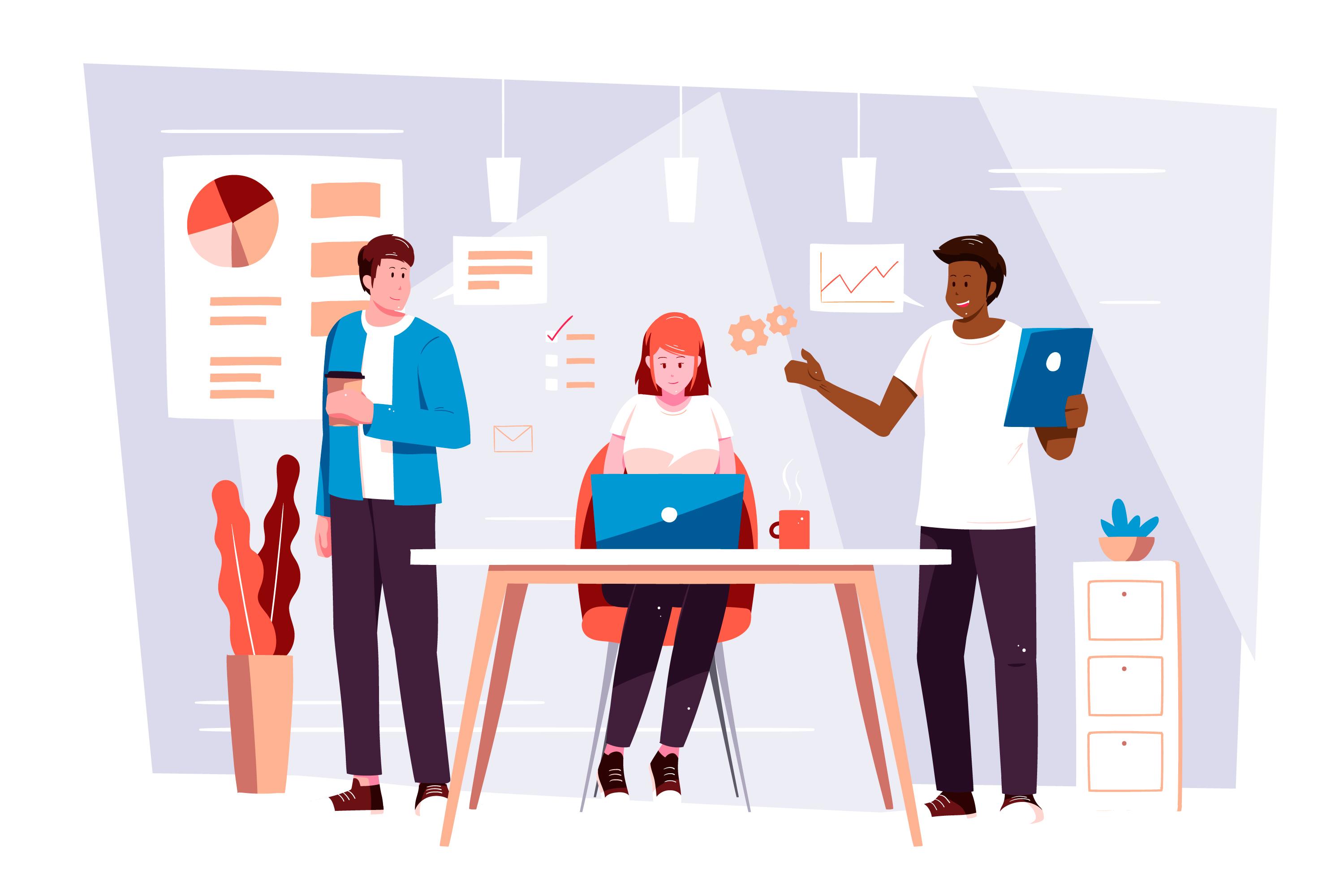 Team collaborating in office